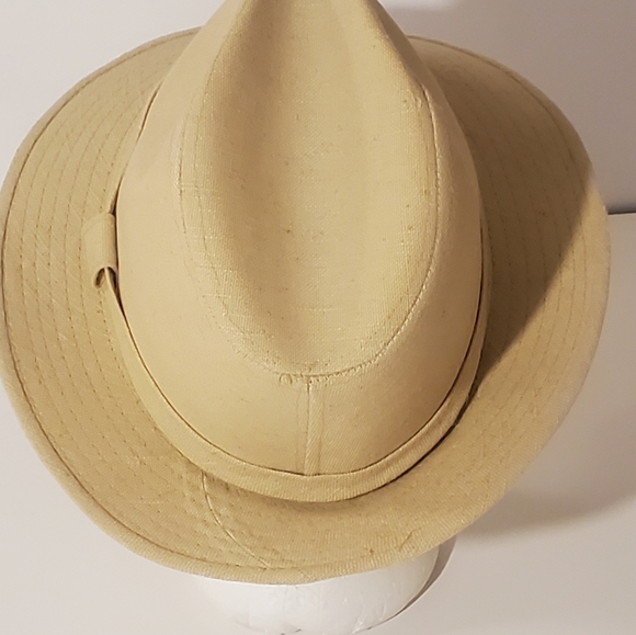 Midway Industries Linen Fedora Hat-Made In Macau-Medium/58 Beige - Picture 4 of 7